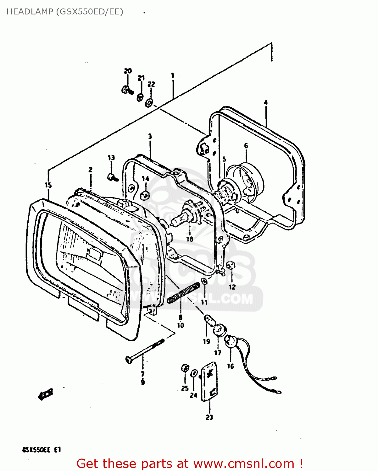 HEADLAMP (GSX550ED/EE) GSX550ES 1983 (D) (E01 02 04 06 15 16 17 18 21 22 24 25 26 34 39
