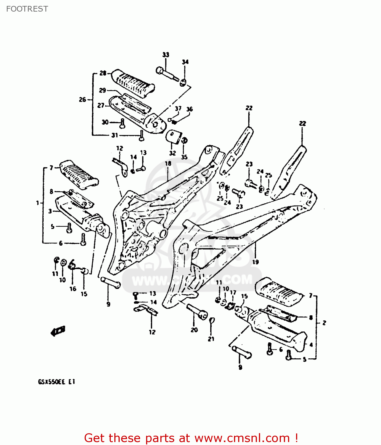 FOOTREST GSX550ES 1983 (D) (E01 02 04 06 15 16 17 18 21 22 24 25 26 34 39