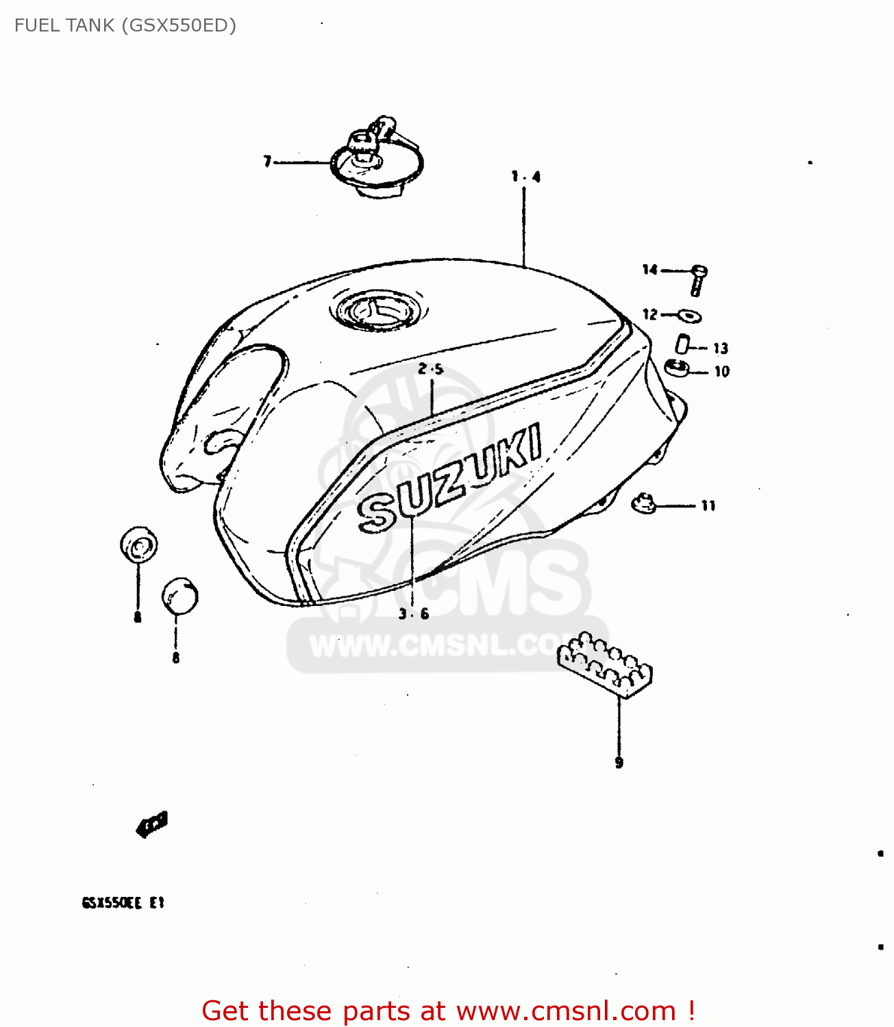 FUEL TANK (GSX550ED) GSX550ES 1983 (D) (E01 02 04 06 15 16 17 18 21 22 24 25 26 34 39