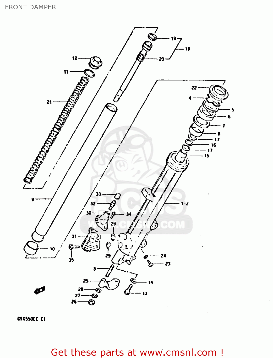 FRONT DAMPER GSX550ES 1983 (D) (E01 02 04 06 15 16 17 18 21 22 24 25 26 34 39