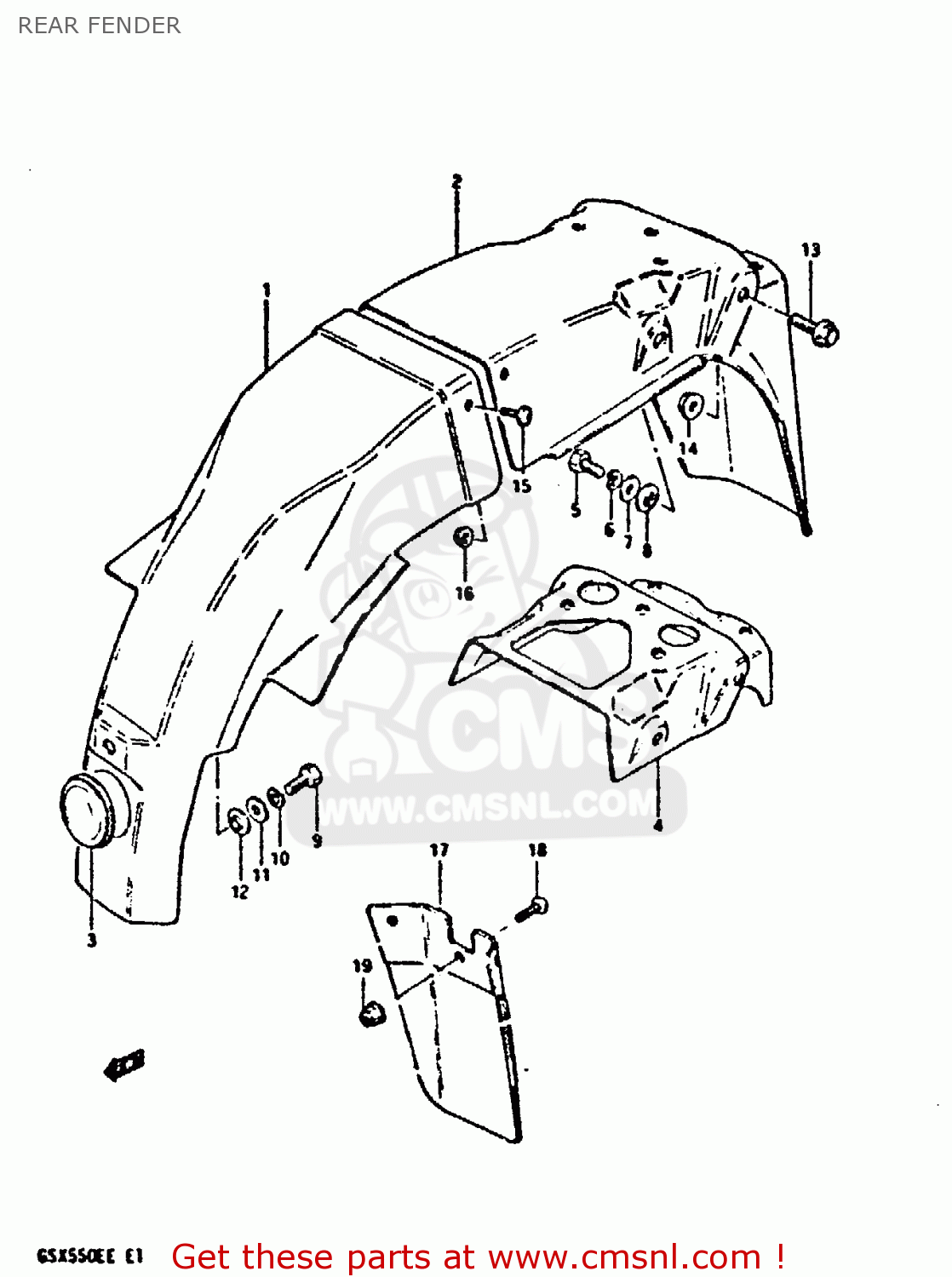 REAR FENDER GSX550ES 1983 (D) (E01 02 04 06 15 16 17 18 21 22 24 25 26 34 39