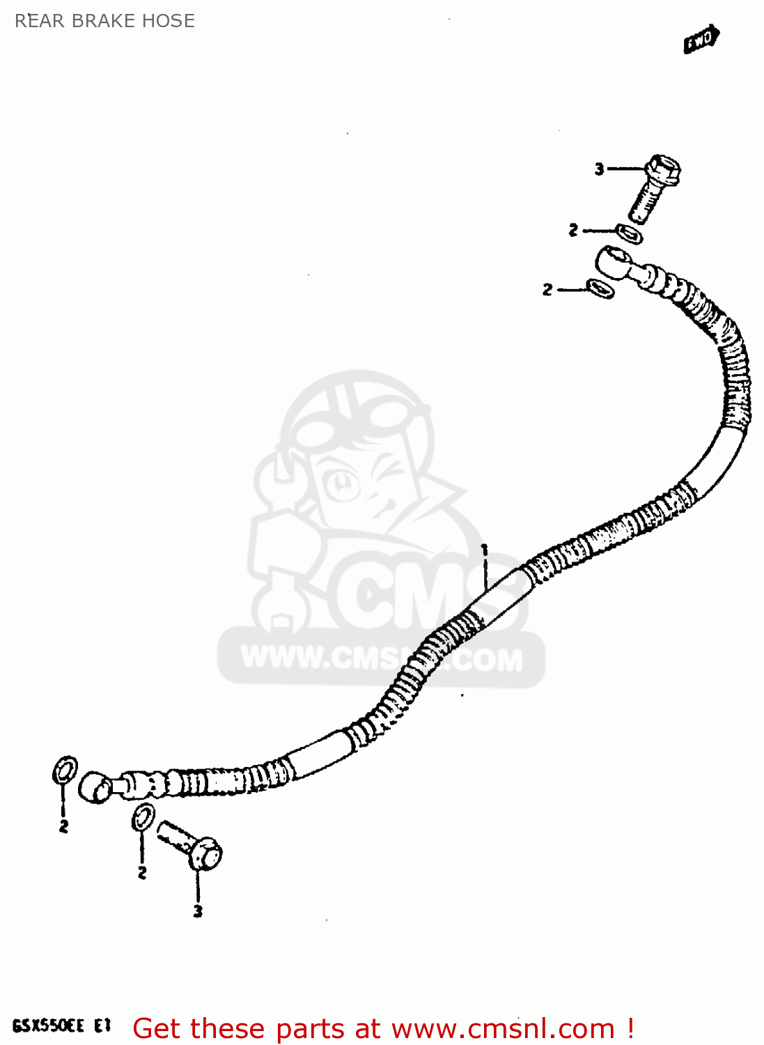 REAR BRAKE HOSE GSX550ES 1983 (D) (E01 02 04 06 15 16 17 18 21 22 24 25 26 34 39