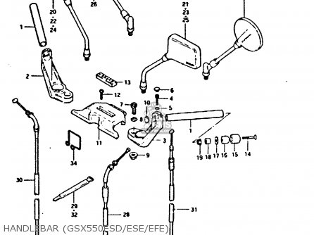 HANDLEBAR (GSX550ESD/ESE/EFE) - GSX550ES 1983 (D) (E01 02 04 06 15 16 17 18 21 22 24 25 26 34 39