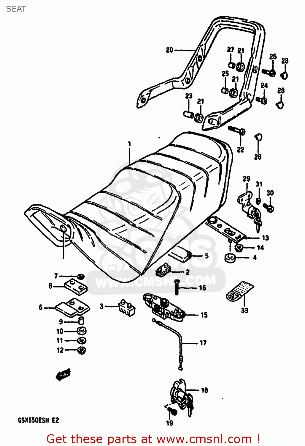 SEAT GSX550ES 1985 (F) (E01 E02 E04 E06 E17 E21 E22 E24 E25 E26 E34 E