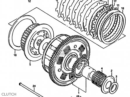 CLUTCH - GSX550ES 1985 (F) (E01 E02 E04 E06 E17 E21 E22 E24 E25 E26 E34 E
