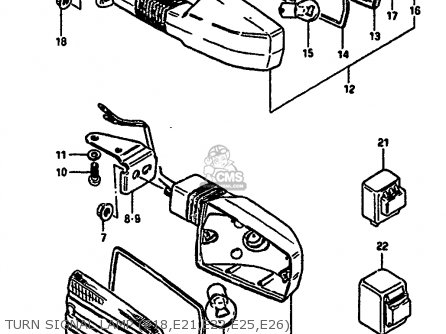 TURN SIGNAL LAMP (E18,E21,E22,E25,E26) - GSX550ES 1985 (F) (E01 E02 E04 E06 E17 E21 E22 E24 E25 E26 E34 E