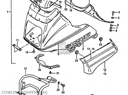 COWLING (GSX550ESH) - GSX550ES 1985 (F) (E01 E02 E04 E06 E17 E21 E22 E24 E25 E26 E34 E