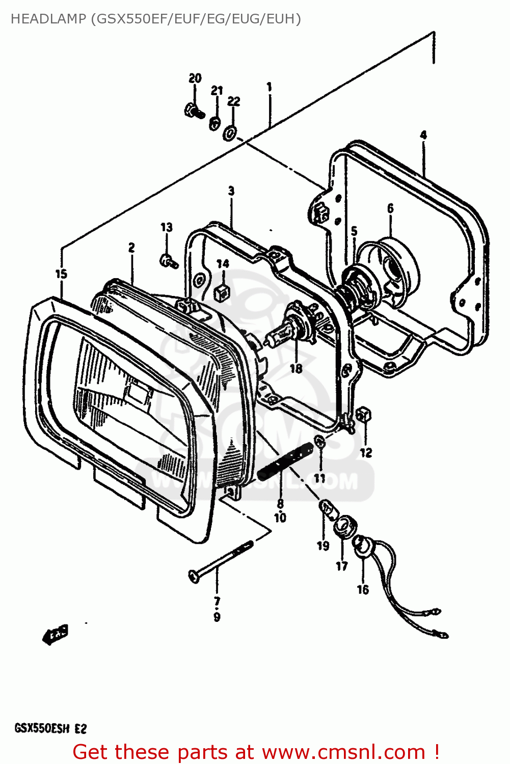 HEADLAMP (GSX550EF/EUF/EG/EUG/EUH) GSX550ES 1986 (G) (E01 E02 E21 E22 E25 E34)