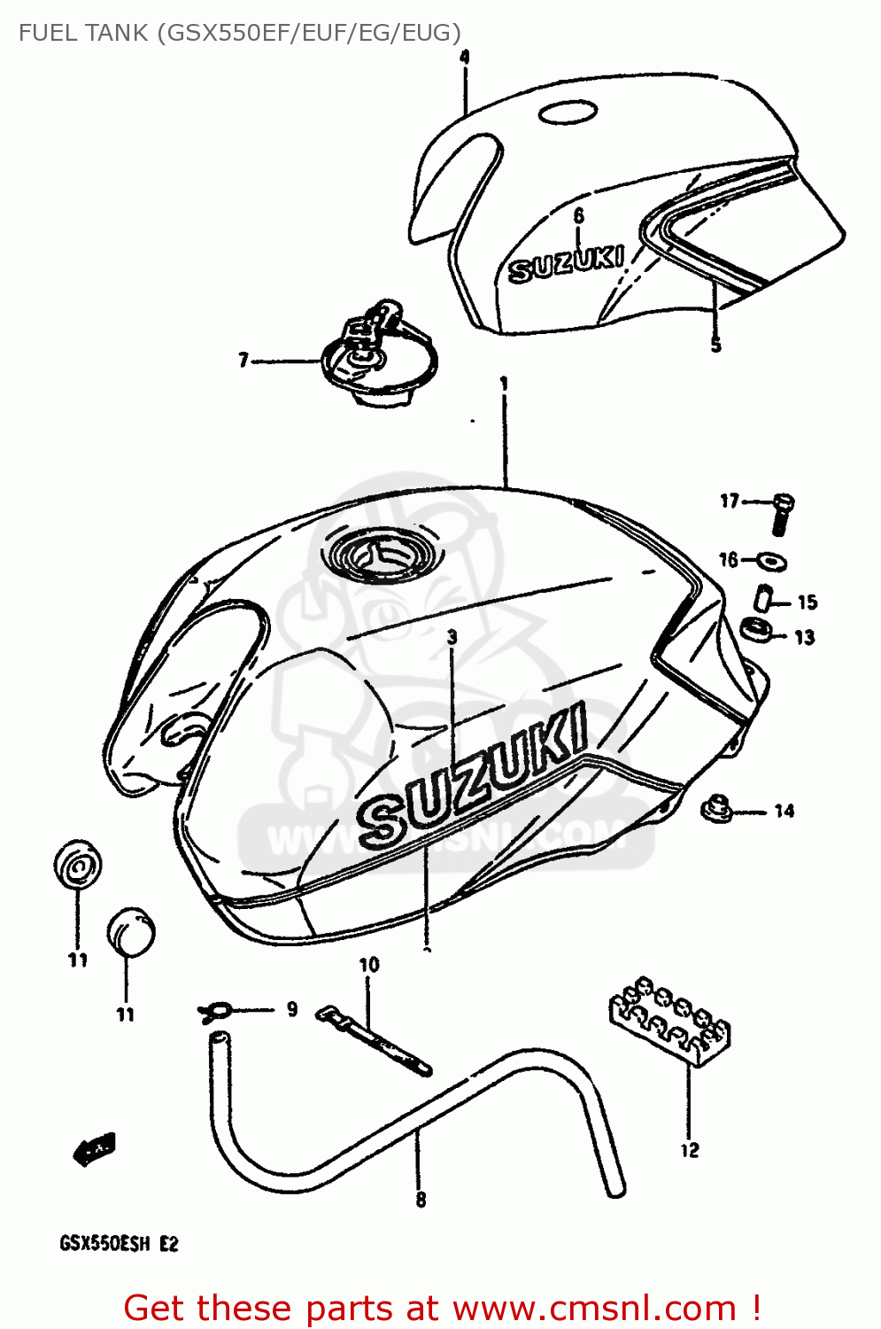 FUEL TANK (GSX550EF/EUF/EG/EUG) GSX550ES 1986 (G) (E01 E02 E21 E22 E25 E34)