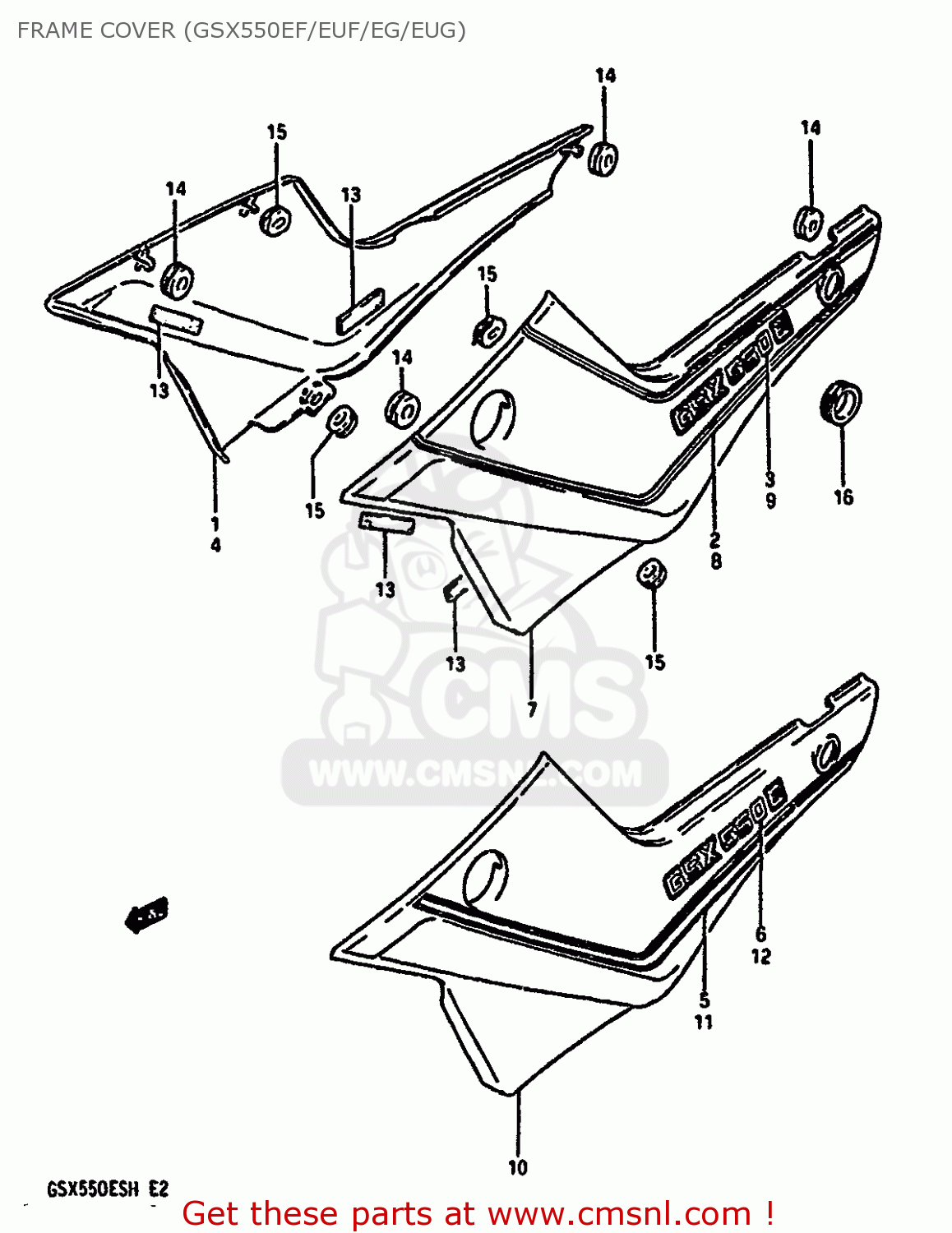 FRAME COVER (GSX550EF/EUF/EG/EUG) GSX550ES 1986 (G) (E01 E02 E21 E22 E25 E34)