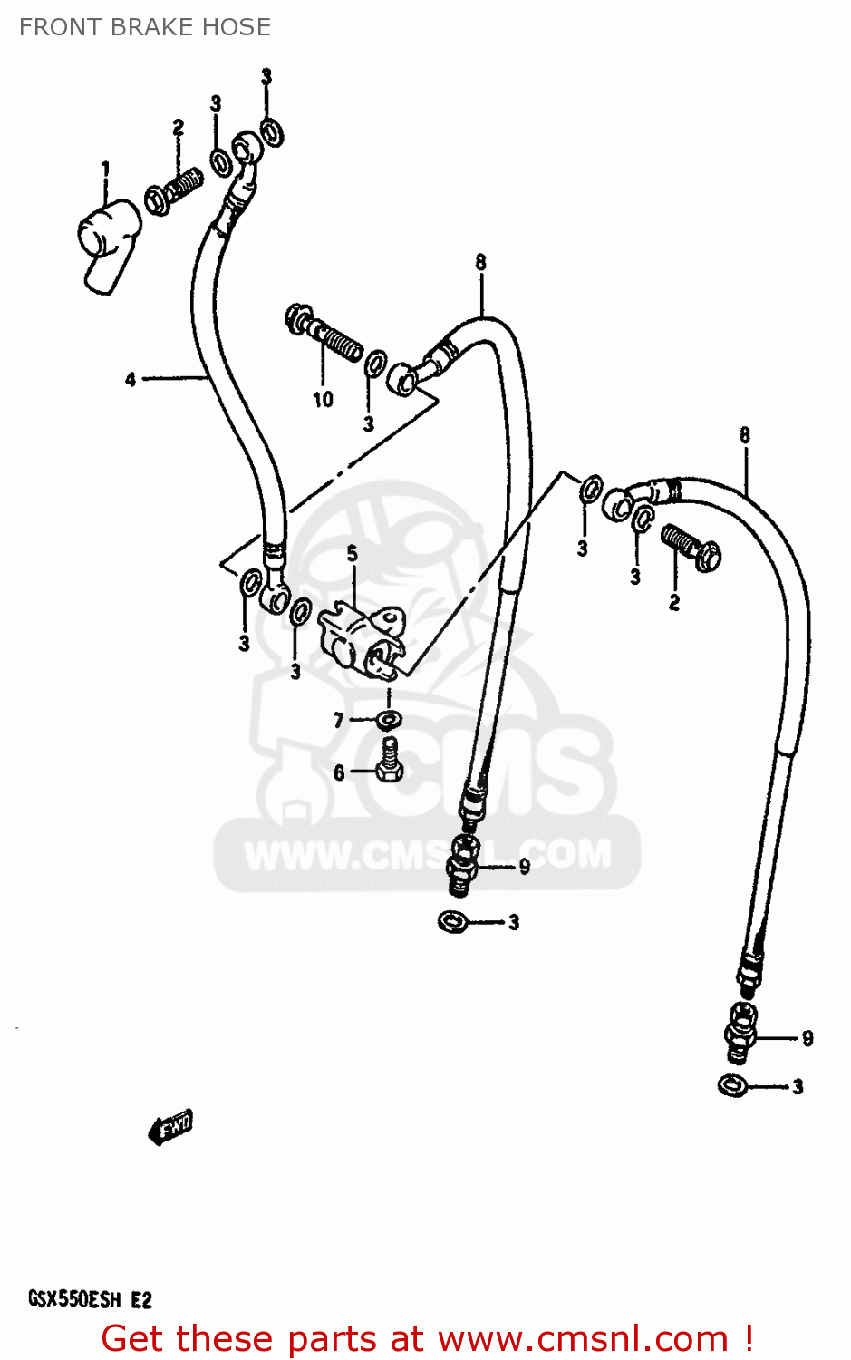 FRONT BRAKE HOSE GSX550ES 1986 (G) (E01 E02 E21 E22 E25 E34)