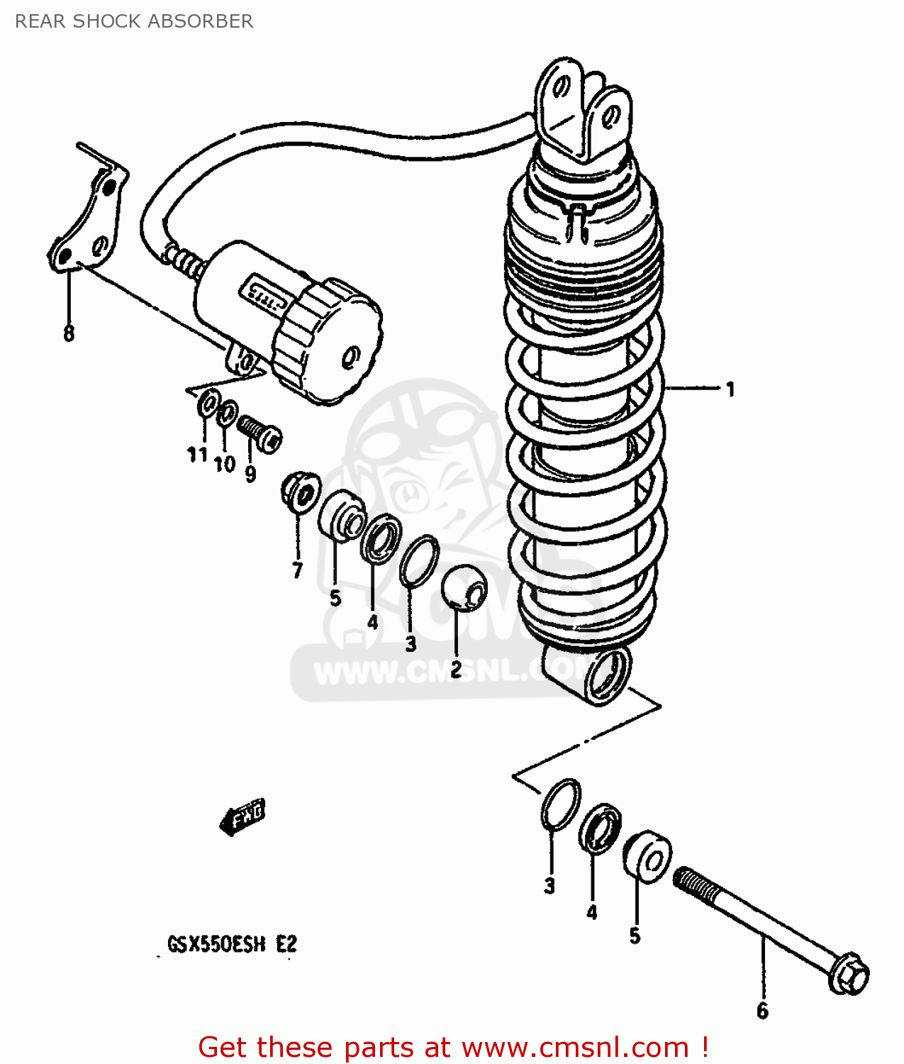 REAR SHOCK ABSORBER GSX550ES 1986 (G) (E01 E02 E21 E22 E25 E34)