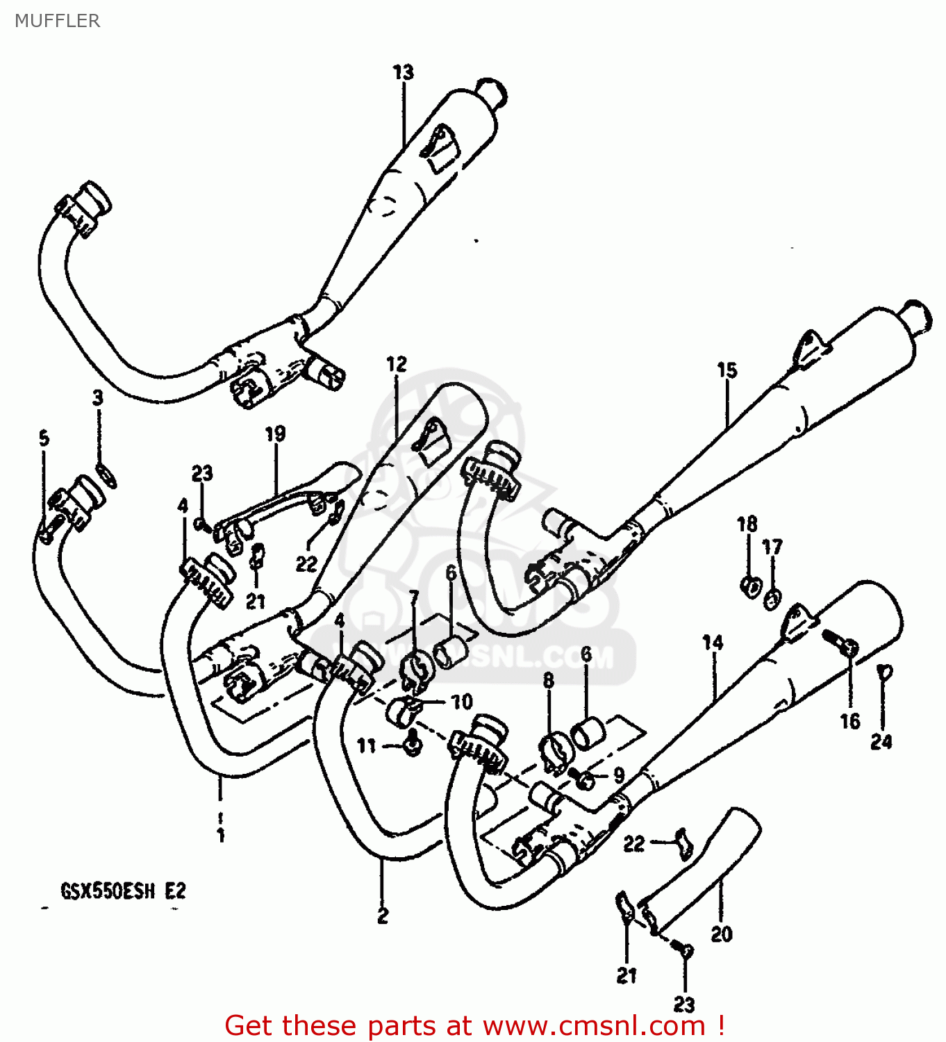 MUFFLER GSX550ES 1987 (H) (E02 E04 E21 E22 E25)