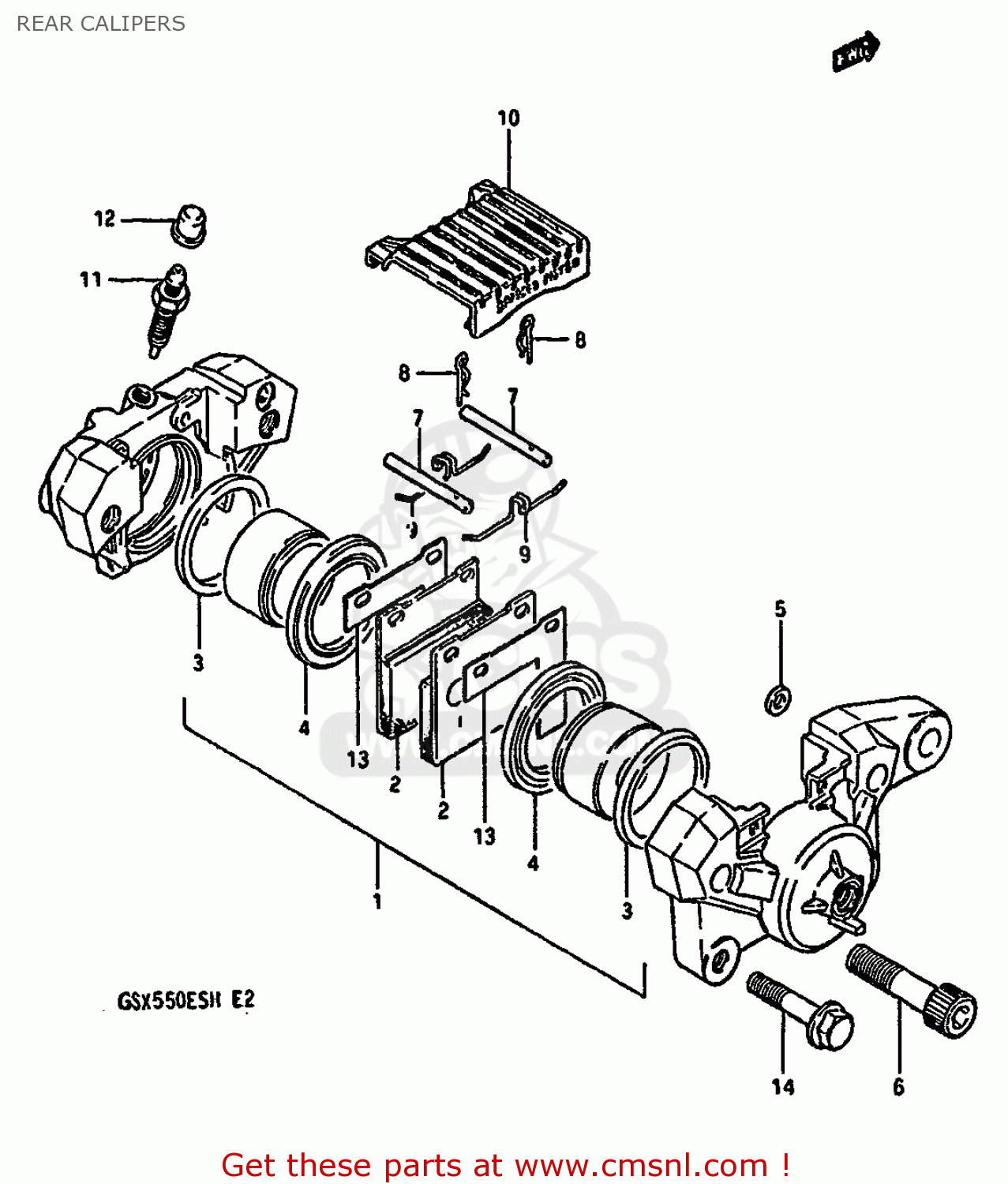 REAR CALIPERS GSX550ES 1987 (H) (E02 E04 E21 E22 E25)