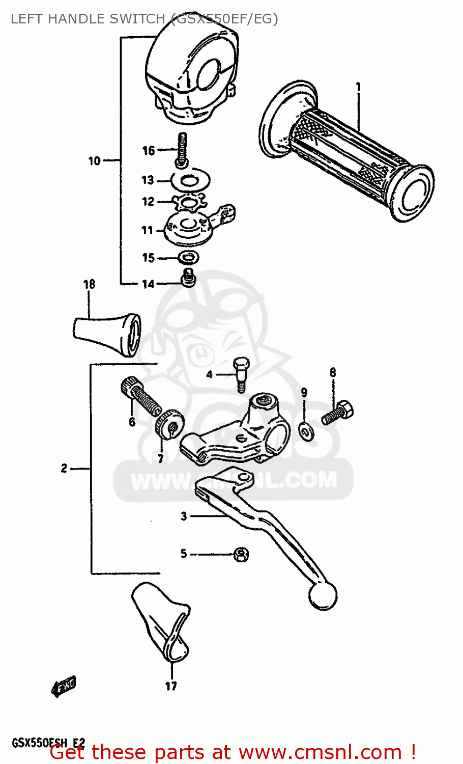 LEFT HANDLE SWITCH (GSX550EF/EG) GSX550EU 1985 (F) GERMANY (E22)