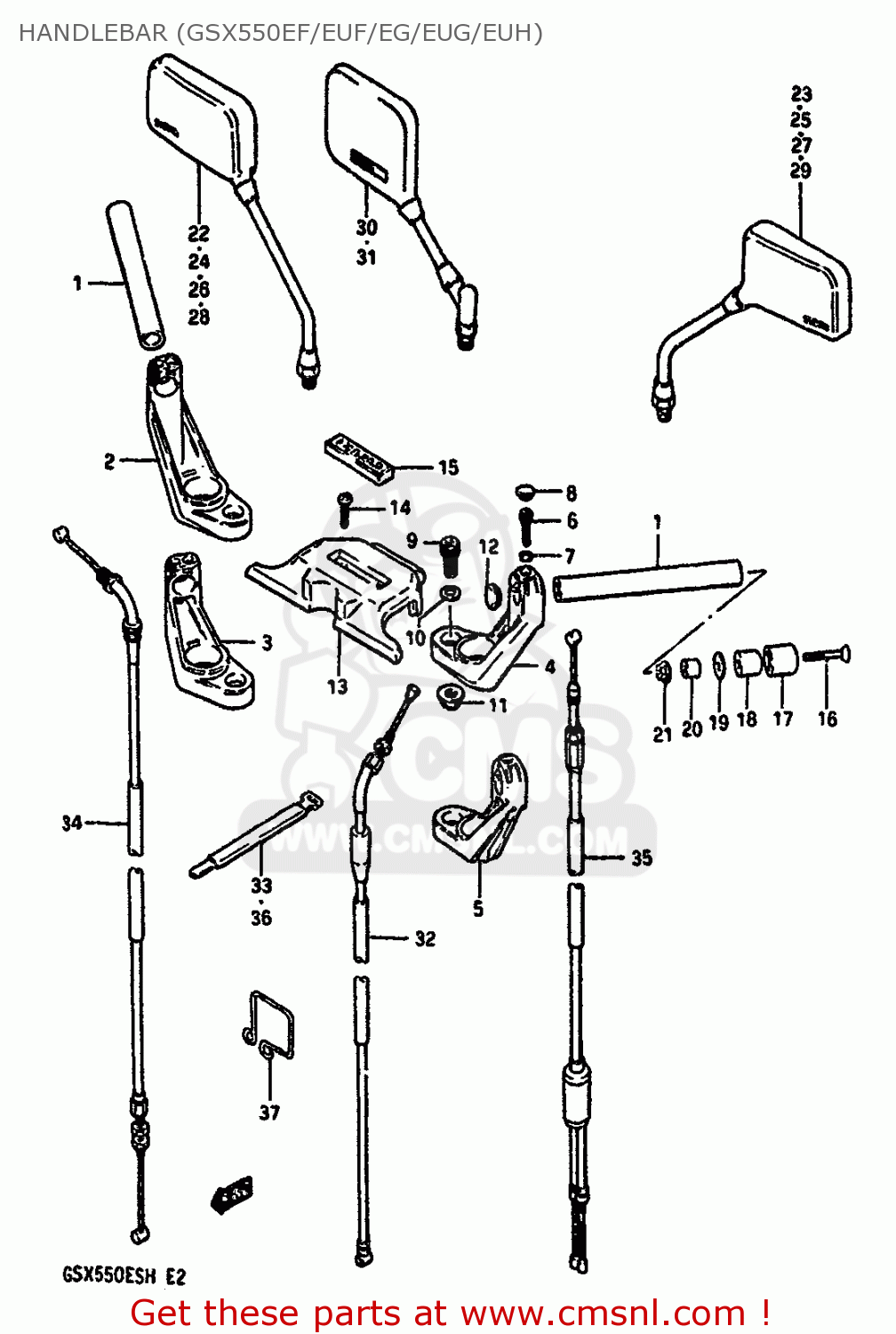 HANDLEBAR (GSX550EF/EUF/EG/EUG/EUH) GSX550EU 1986 (G) GERMANY (E22)