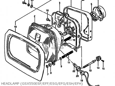 HEADLAMP (GSX550ESF/EFF/ESG/EFG/ESH/EFH) - GSX550EU 1986 (G) GERMANY (E22)