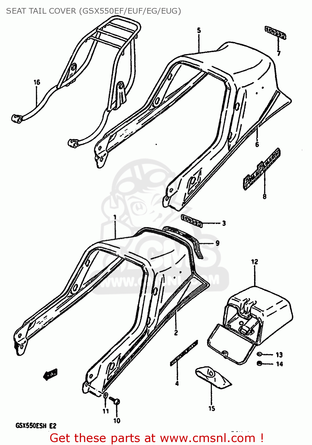 SEAT TAIL COVER (GSX550EF/EUF/EG/EUG) GSX550EU 1987 (H) GERMANY (E22)
