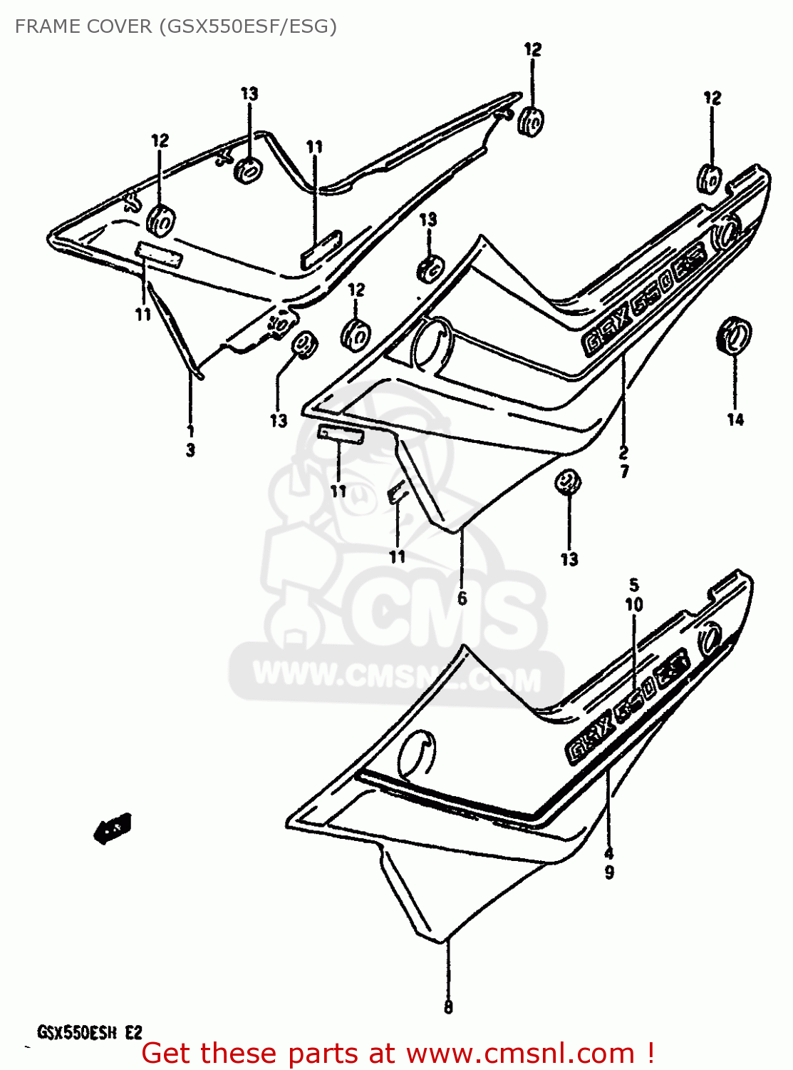 FRAME COVER (GSX550ESF/ESG) GSX550EU 1987 (H) GERMANY (E22)