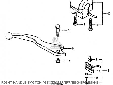 RIGHT HANDLE SWITCH (GSX550ESF/EFF/ESG/EFG/ESH/EFH) - GSX550EU 1987 (H) GERMANY (E22)