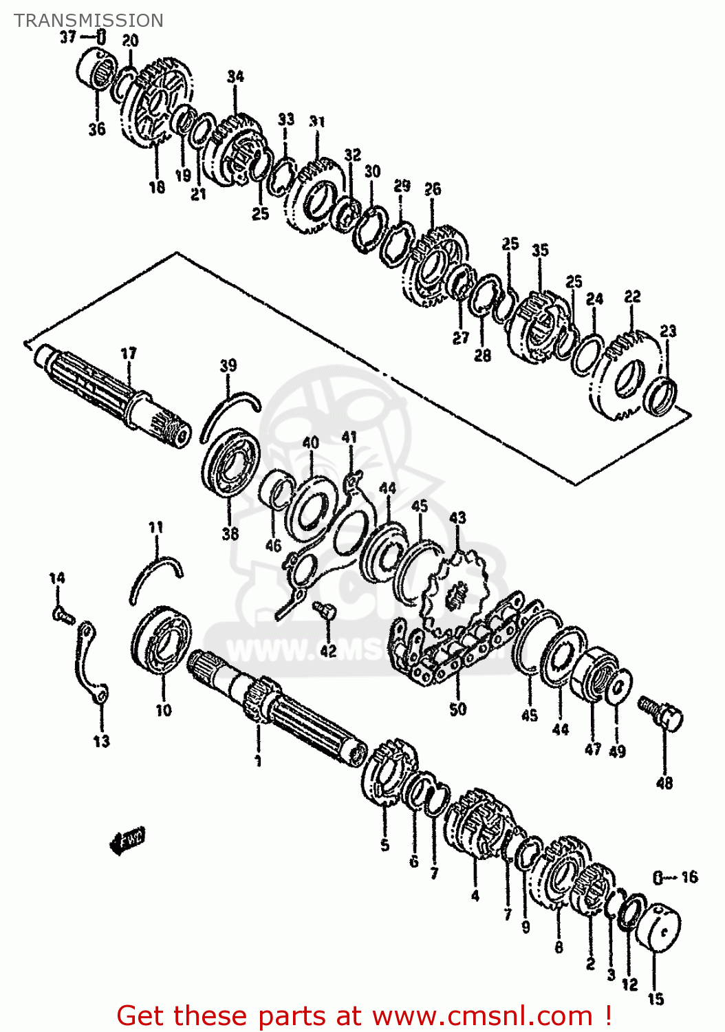 TRANSMISSION GSX600F 1989 (K) (E01 E02 E04 E15 16 17 18 21 22 24 25 34 39 53)