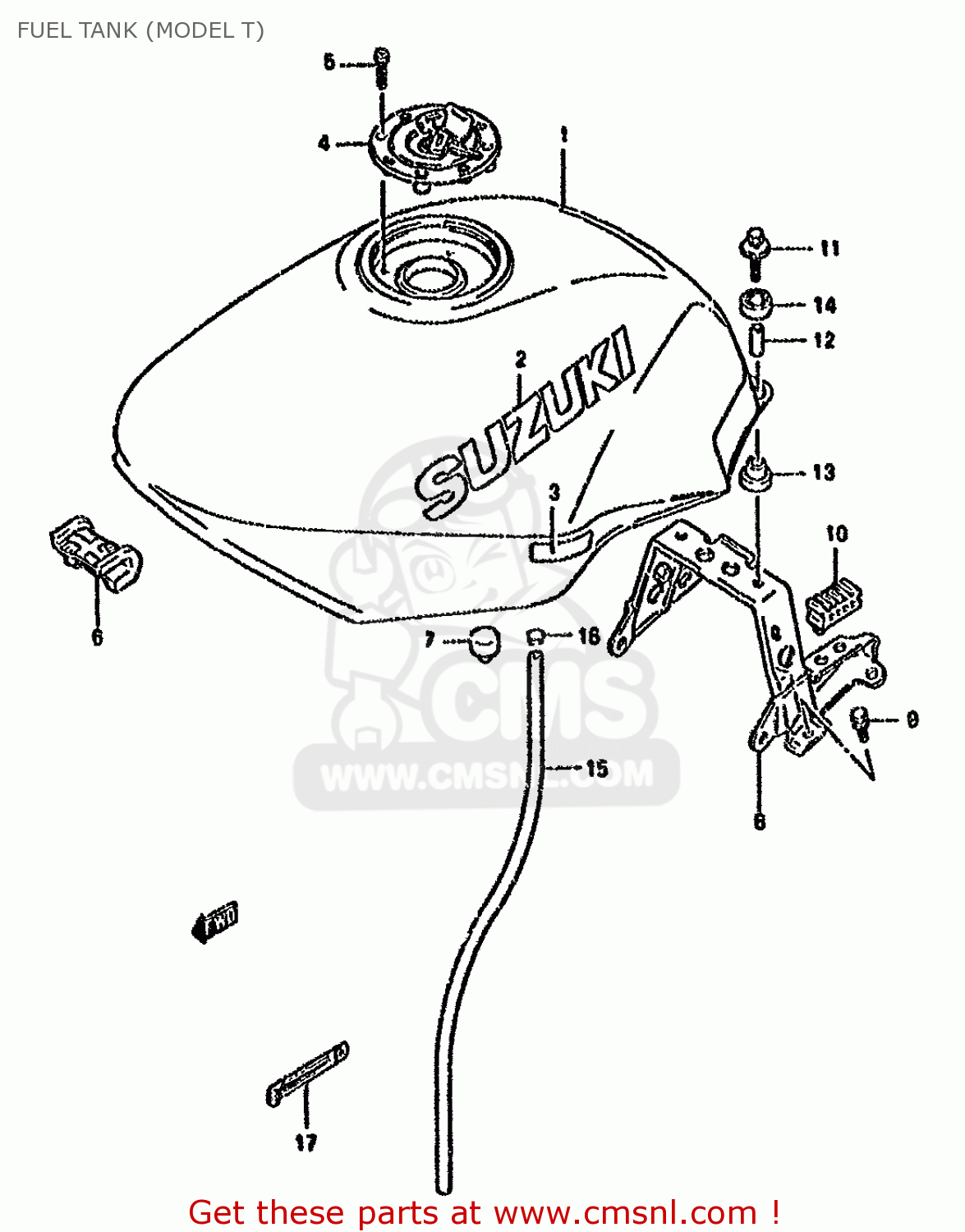 FUEL TANK (MODEL T) GSX600F 1990 (L) (E01 E02 E04 E15 16 17 18 21 22 24 25 34 39 53)