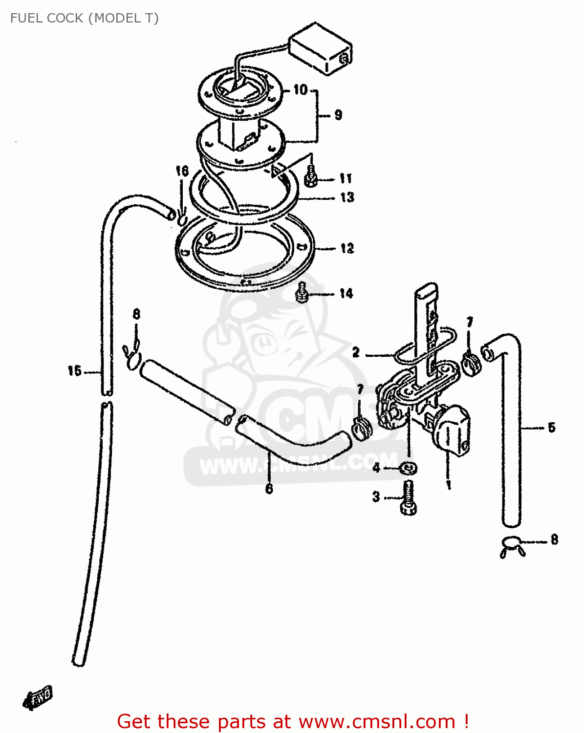 FUEL COCK (MODEL T) GSX600F 1990 (L) (E01 E02 E04 E15 16 17 18 21 22 24 25 34 39 53)