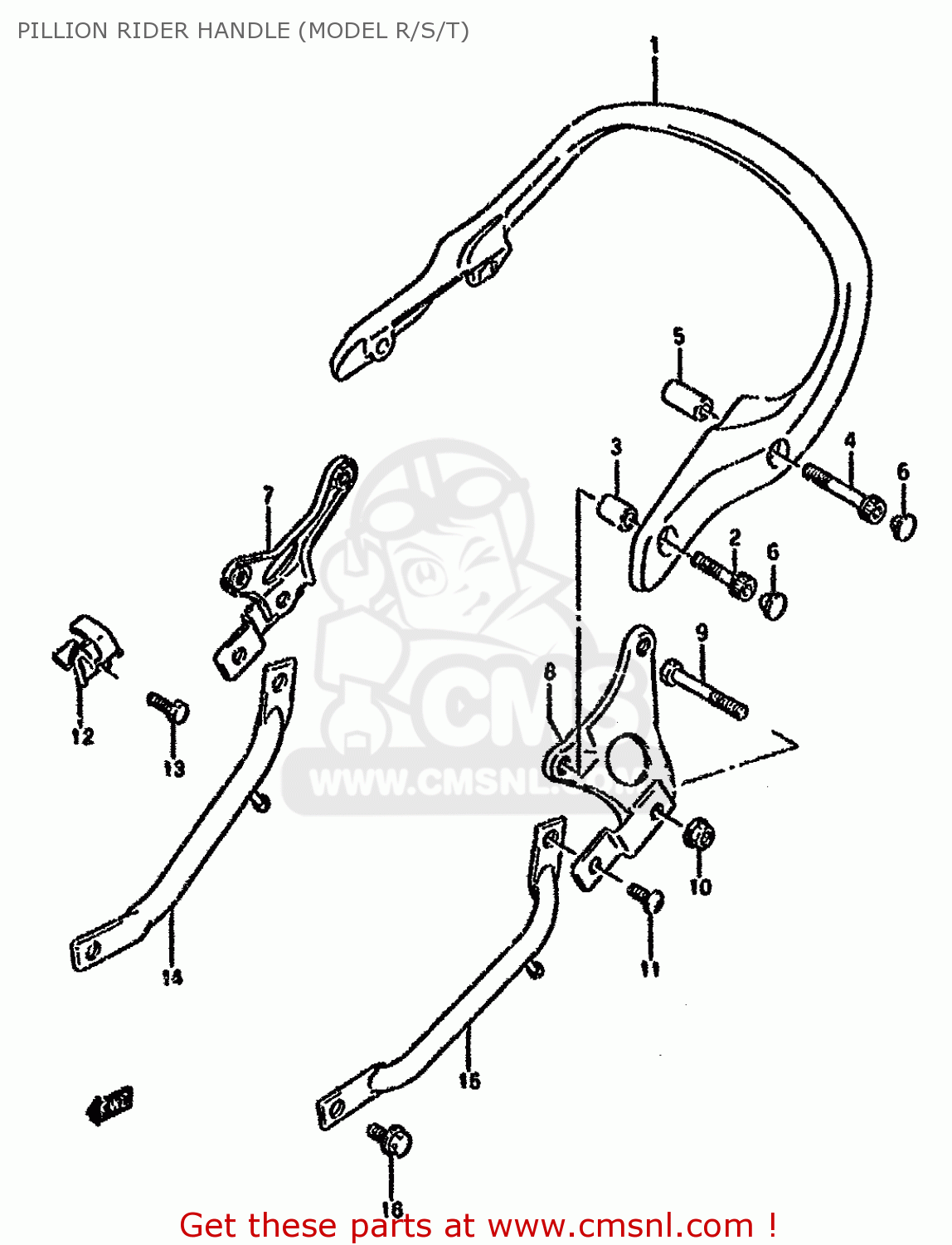 PILLION RIDER HANDLE (MODEL R/S/T) GSX600F 1990 (L) (E01 E02 E04 E15 16 17 18 21 22 24 25 34 39 53)