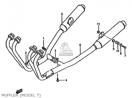 MUFFLER (MODEL T) - GSX600F 1990 (L) (E01 E02 E04 E15 16 17 18 21 22 24 25 34 39 53)