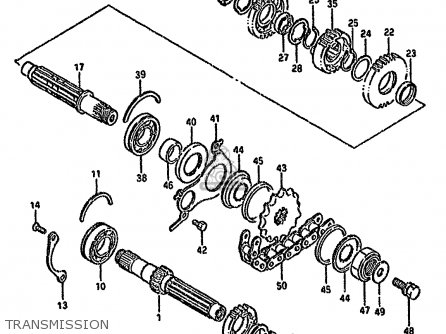TRANSMISSION - GSX600F 1990 (L) (E01 E02 E04 E15 16 17 18 21 22 24 25 34 39 53)