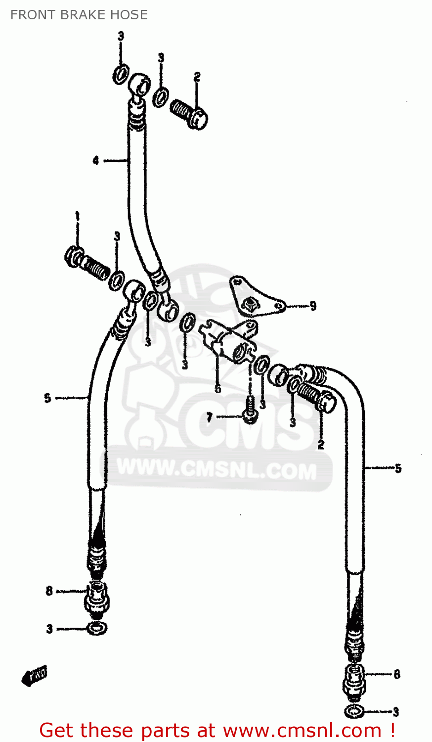 FRONT BRAKE HOSE GSX600F 1992 (N) (E01 E02 E04 E17 E18 E21 E22 E24 E25 E34 E53)
