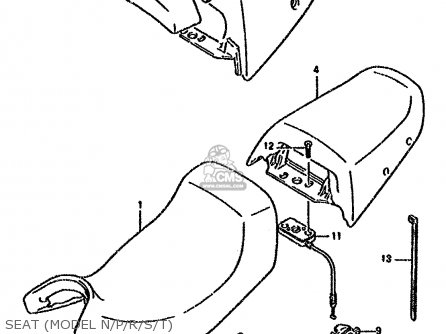 SEAT (MODEL N/P/R/S/T) - GSX600F 1994 (R) (E02 E21 E22 E25 E34 E53)