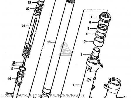 FRONT DAMPER (MODEL K/L/M/N/P/R/S/T) - GSX600F 1996 (T) (E02 E17 E22 E25 E34)
