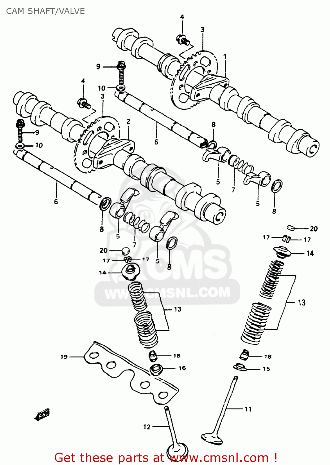 CAM SHAFT/VALVE GSX600F 1997 (V) (E02 E17 E22 E25 E34)