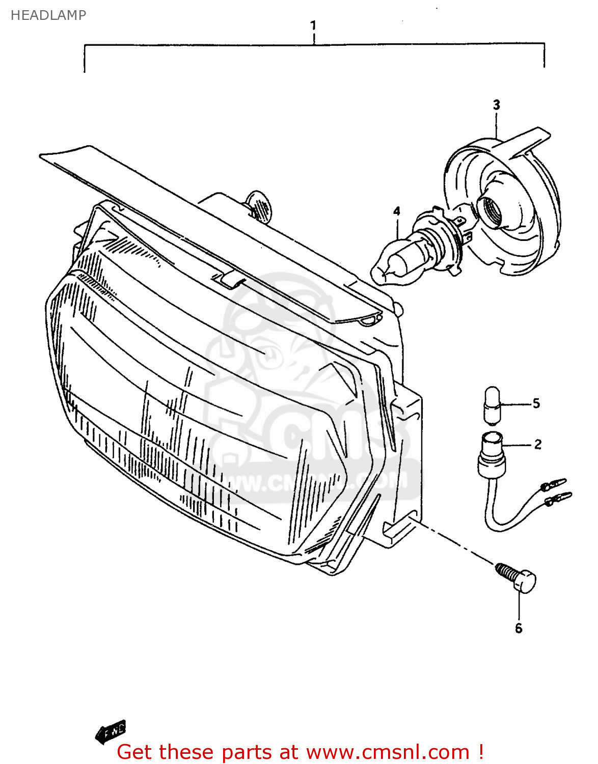 HEADLAMP GSX600F 1997 (V) (E02 E17 E22 E25 E34)