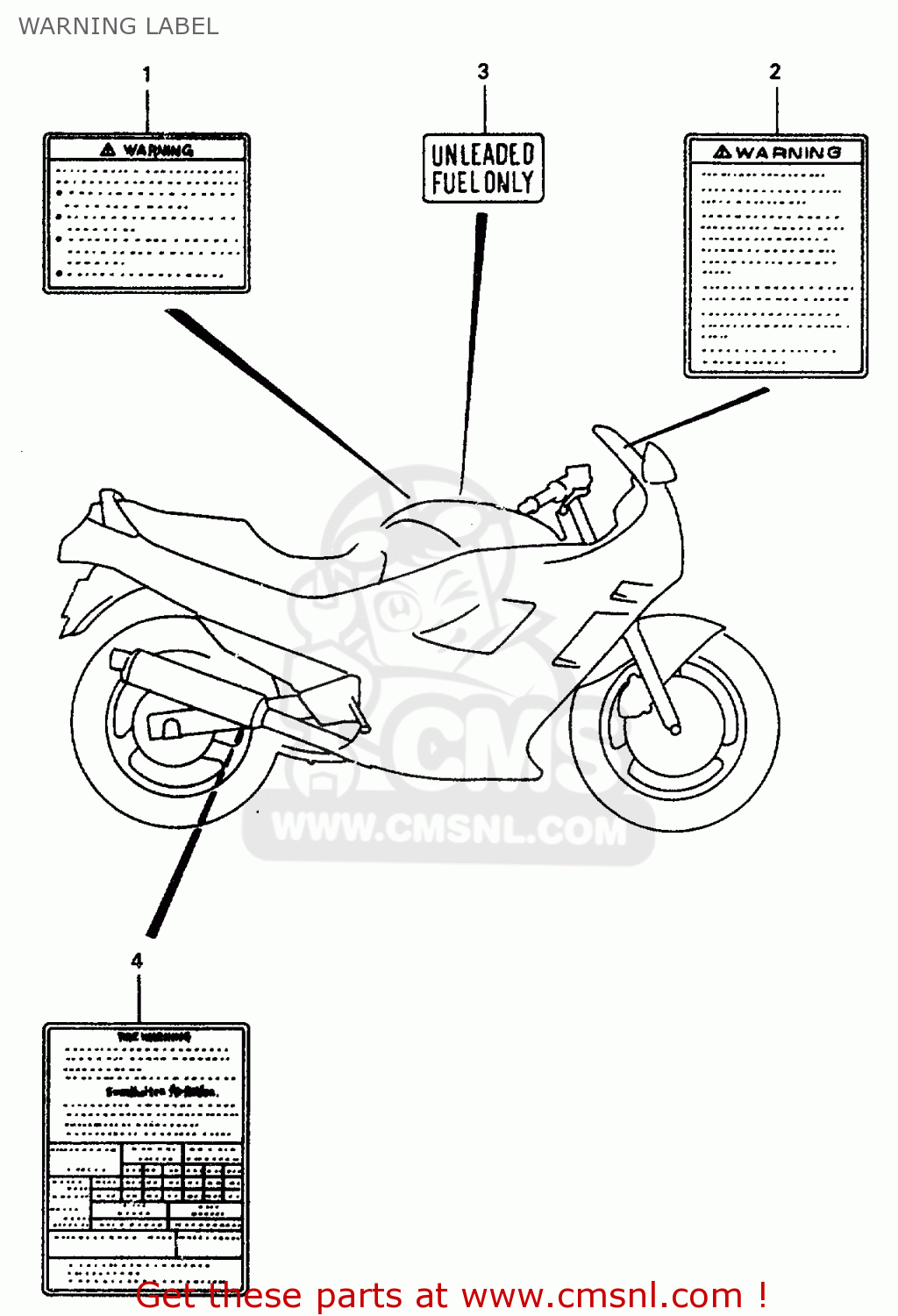 WARNING LABEL GSX600F 1997 (V) (E02 E17 E22 E25 E34)