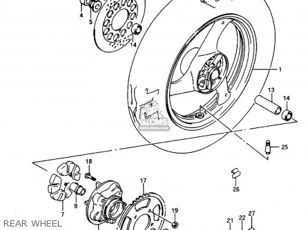 REAR WHEEL - GSX600F 1997 (V) (E02 E17 E22 E25 E34)