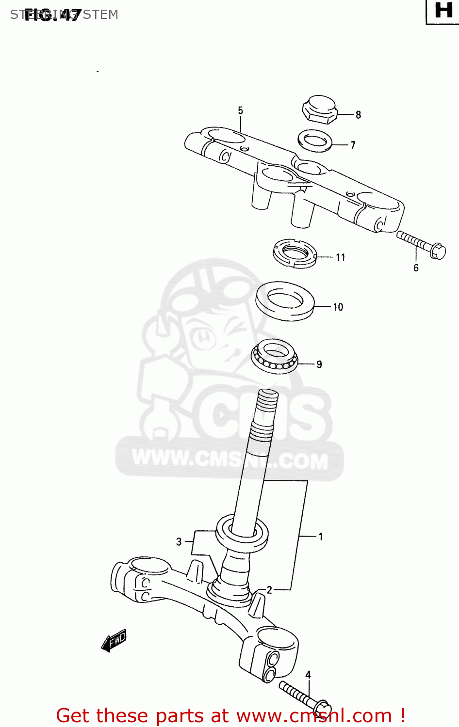 STEERING STEM GSX600F 1998 (W) (E02 E04 E17 E22 E25 E34)