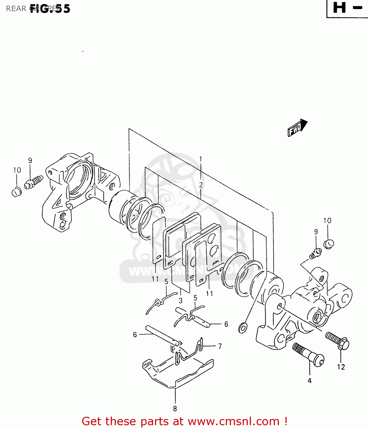 REAR CALIPER GSX600F 1998 (W) (E02 E04 E17 E22 E25 E34)