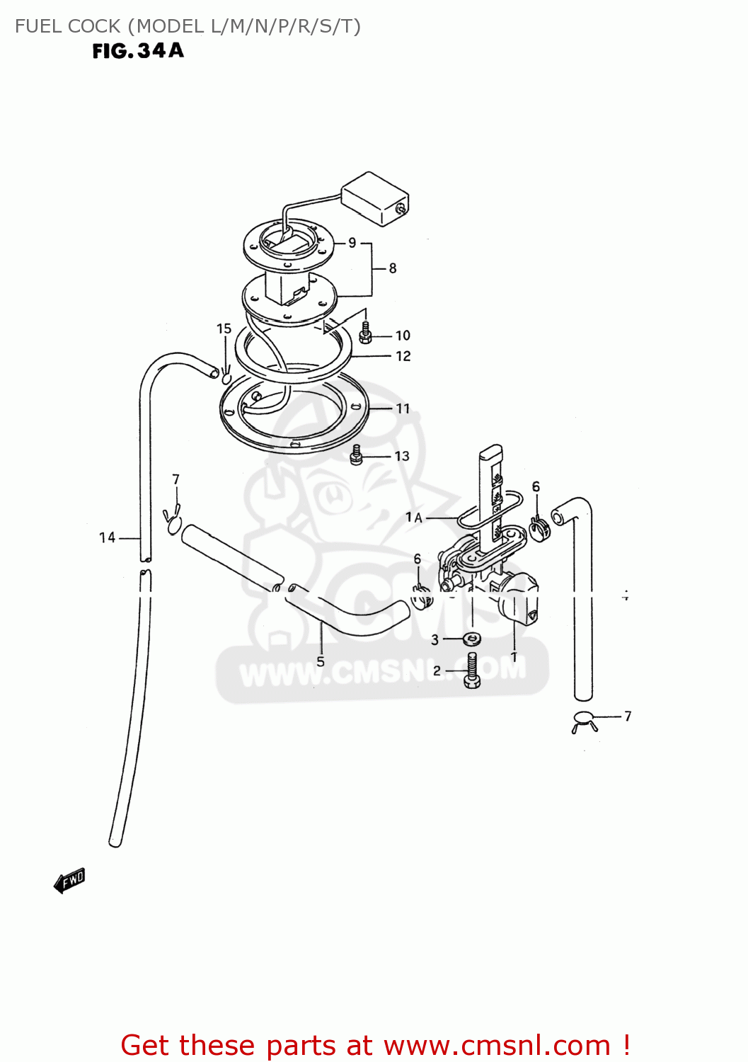 Suzuki GSX600F KATANA 1988 (J) USA (E03) FUEL COCK (MODEL L/M/N/P/R/S/T