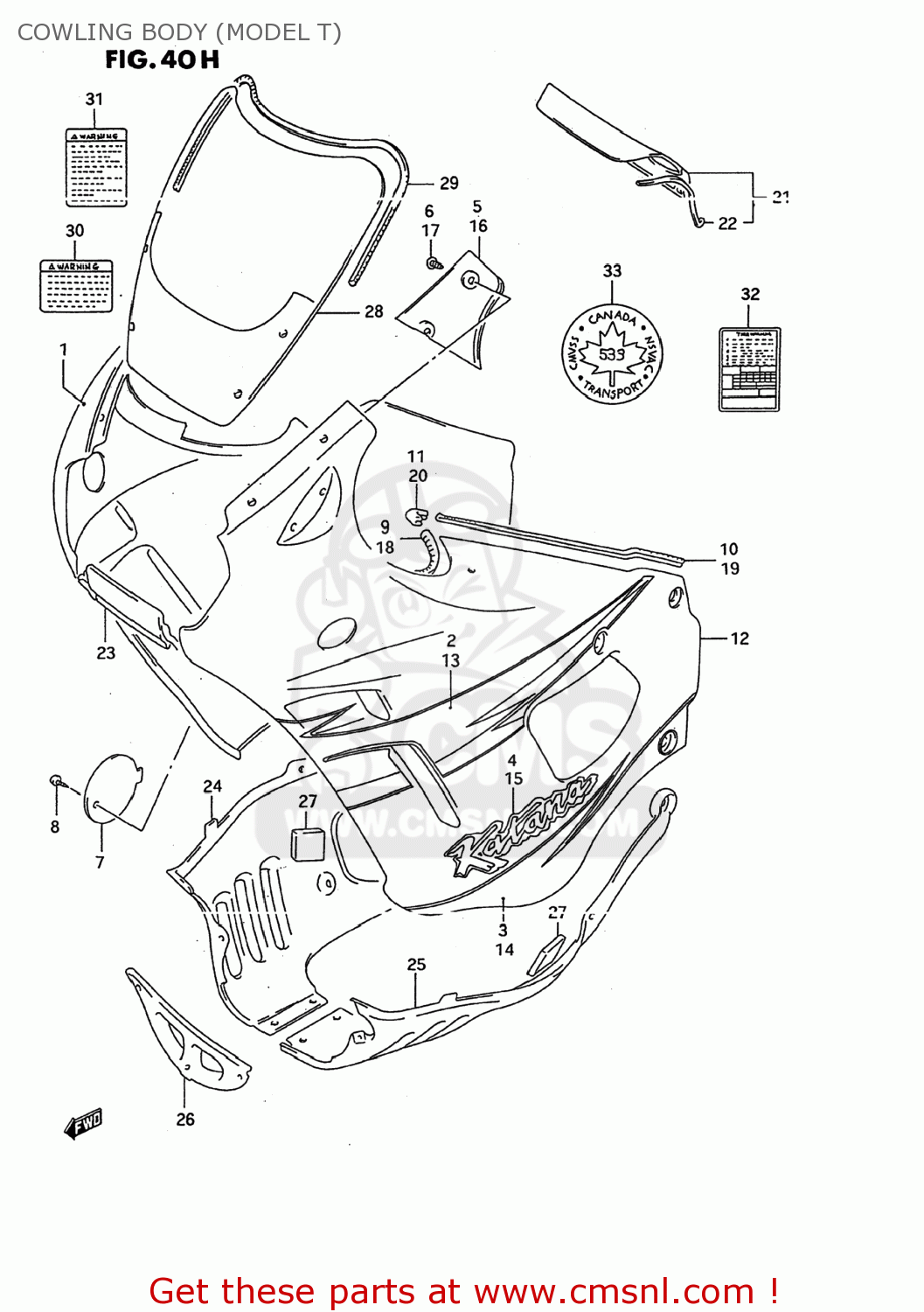 COWLING BODY (MODEL T) GSX600F KATANA 1988 (J) USA (E03)