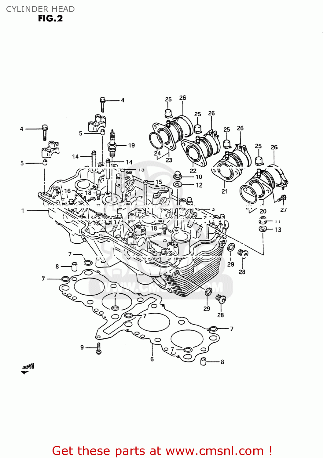 CYLINDER HEAD GSX600F KATANA 1988 (J) USA (E03)