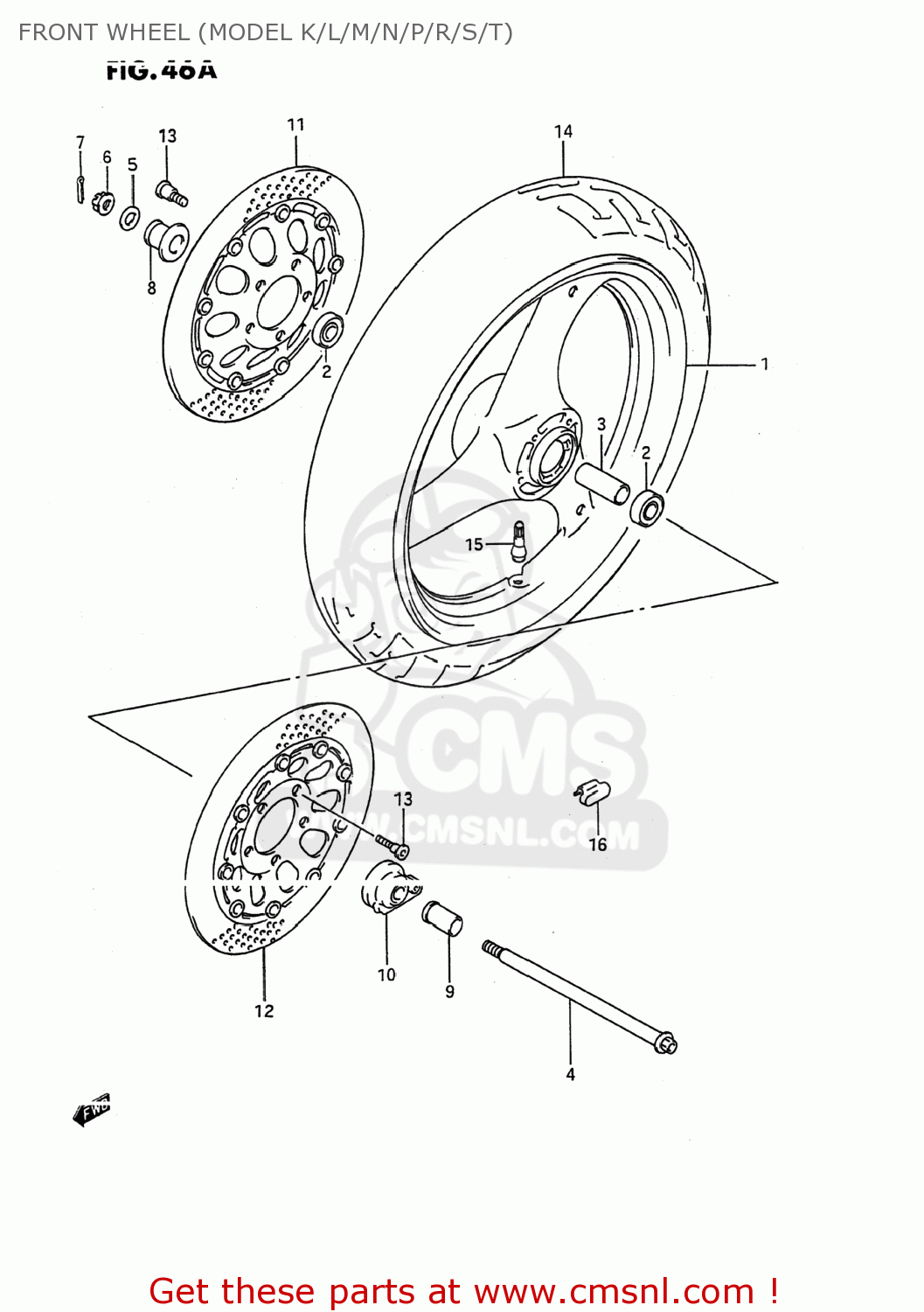 FRONT WHEEL (MODEL K/L/M/N/P/R/S/T) GSX600F KATANA 1988 (J) USA (E03)