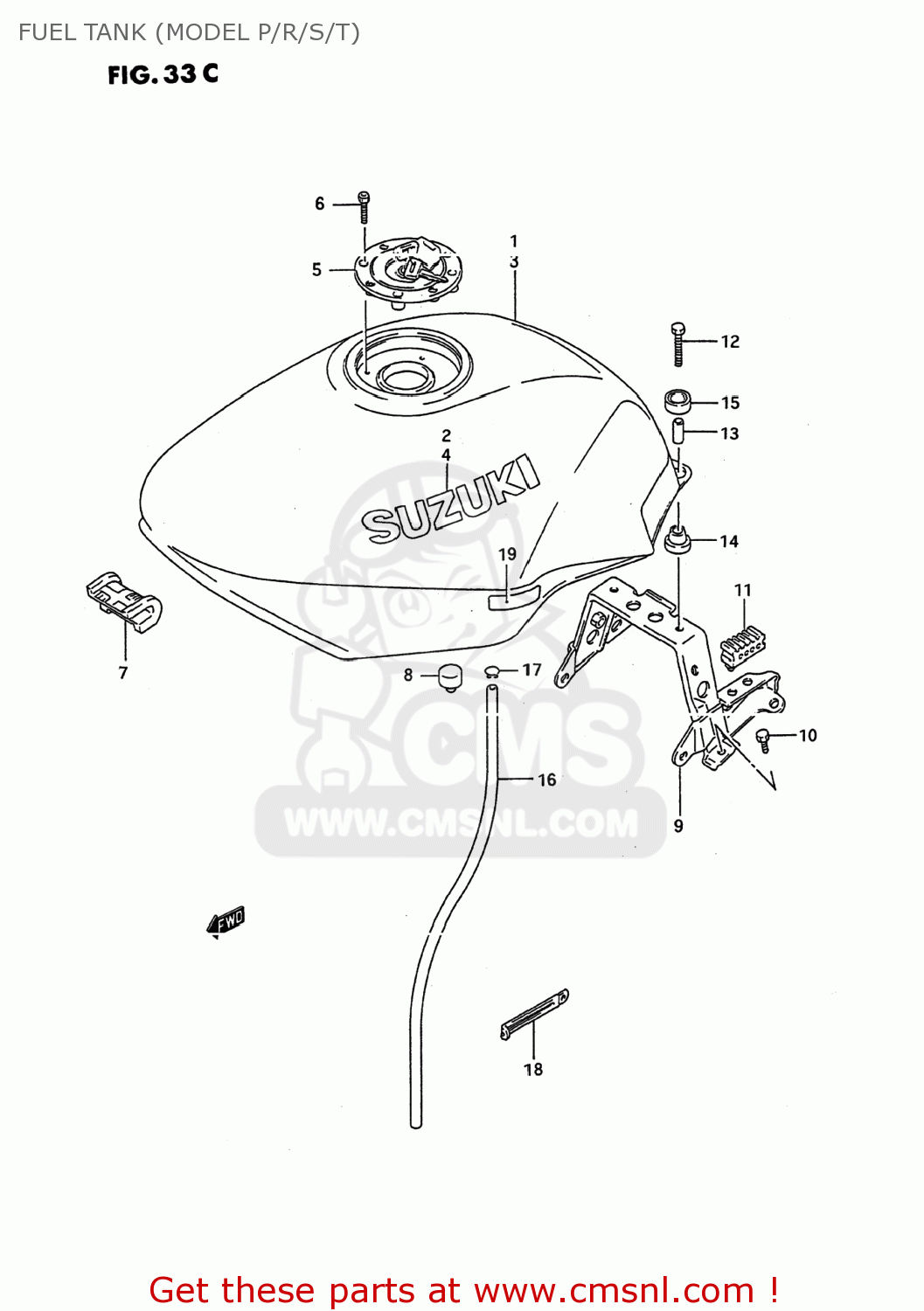 FUEL TANK (MODEL P/R/S/T) GSX600F KATANA 1988 (J) USA (E03)