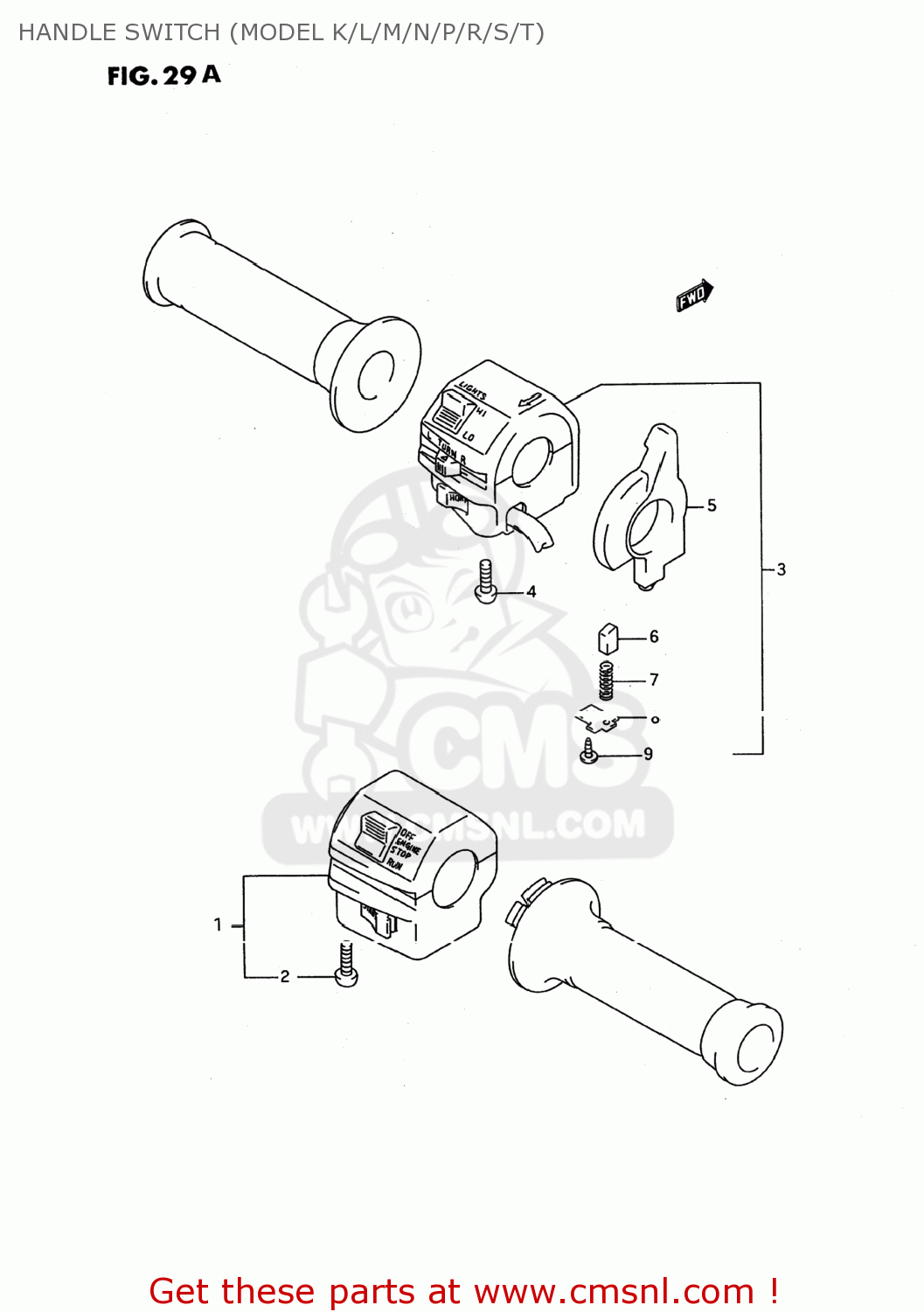 HANDLE SWITCH (MODEL K/L/M/N/P/R/S/T) GSX600F KATANA 1988 (J) USA (E03)