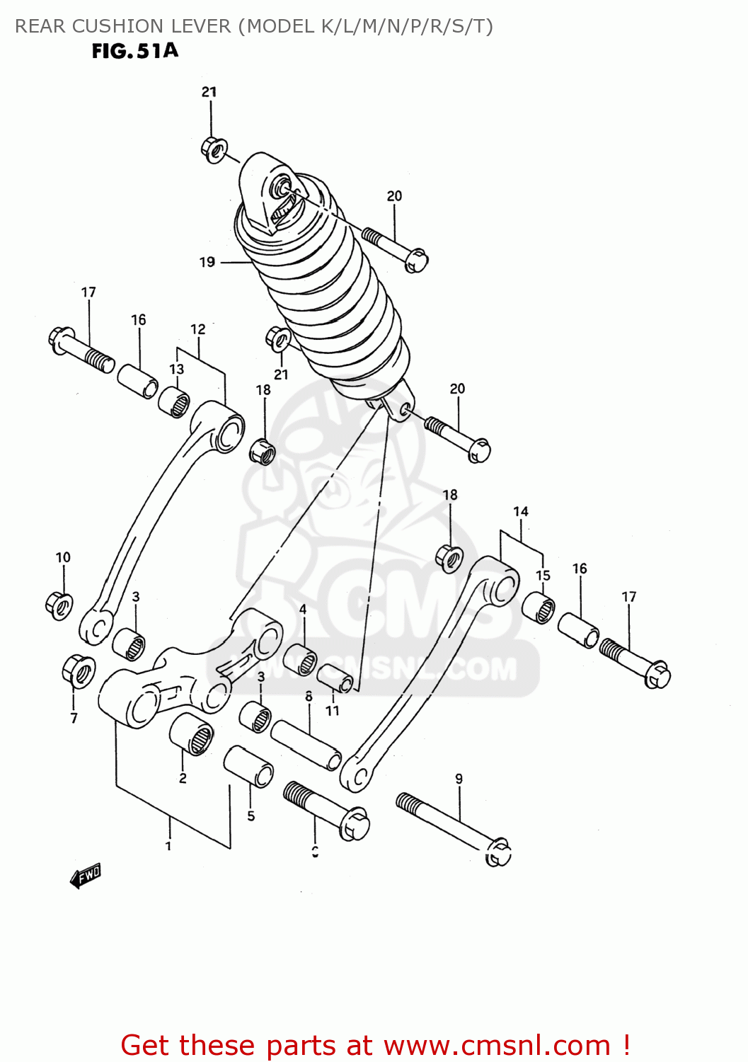 REAR CUSHION LEVER (MODEL K/L/M/N/P/R/S/T) GSX600F KATANA 1988 (J) USA (E03)