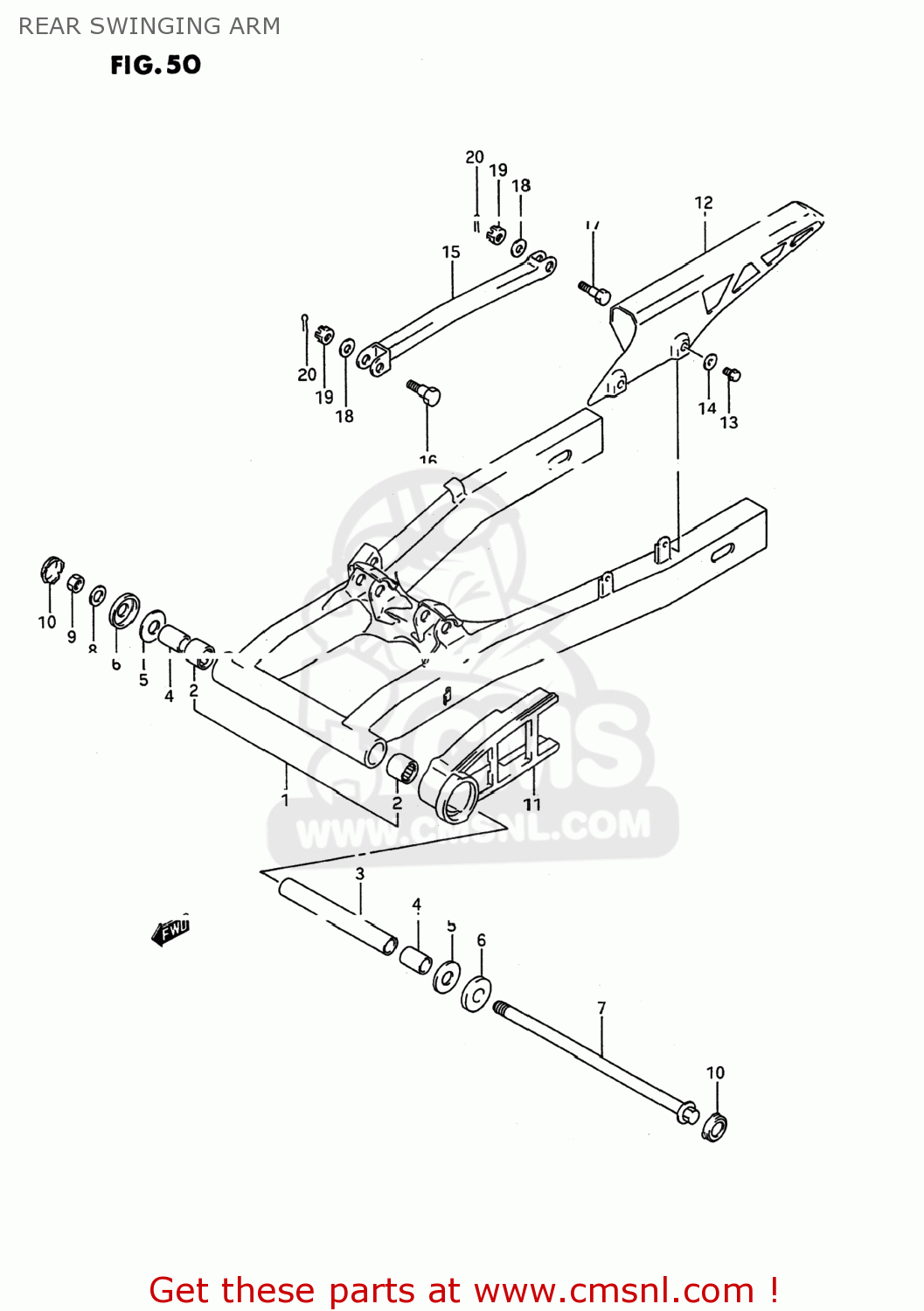 REAR SWINGING ARM GSX600F KATANA 1988 (J) USA (E03)