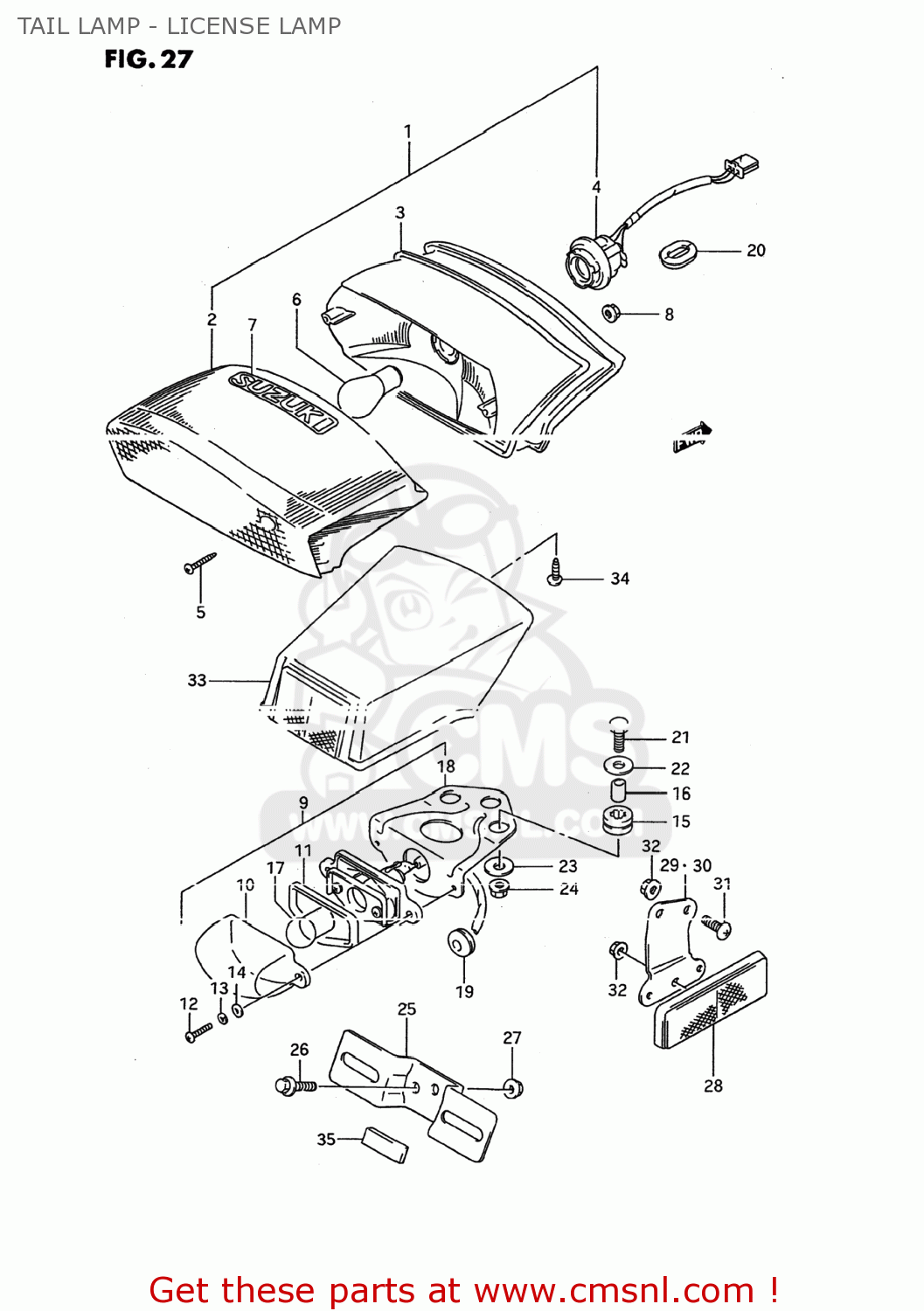 TAIL LAMP - LICENSE LAMP GSX600F KATANA 1988 (J) USA (E03)