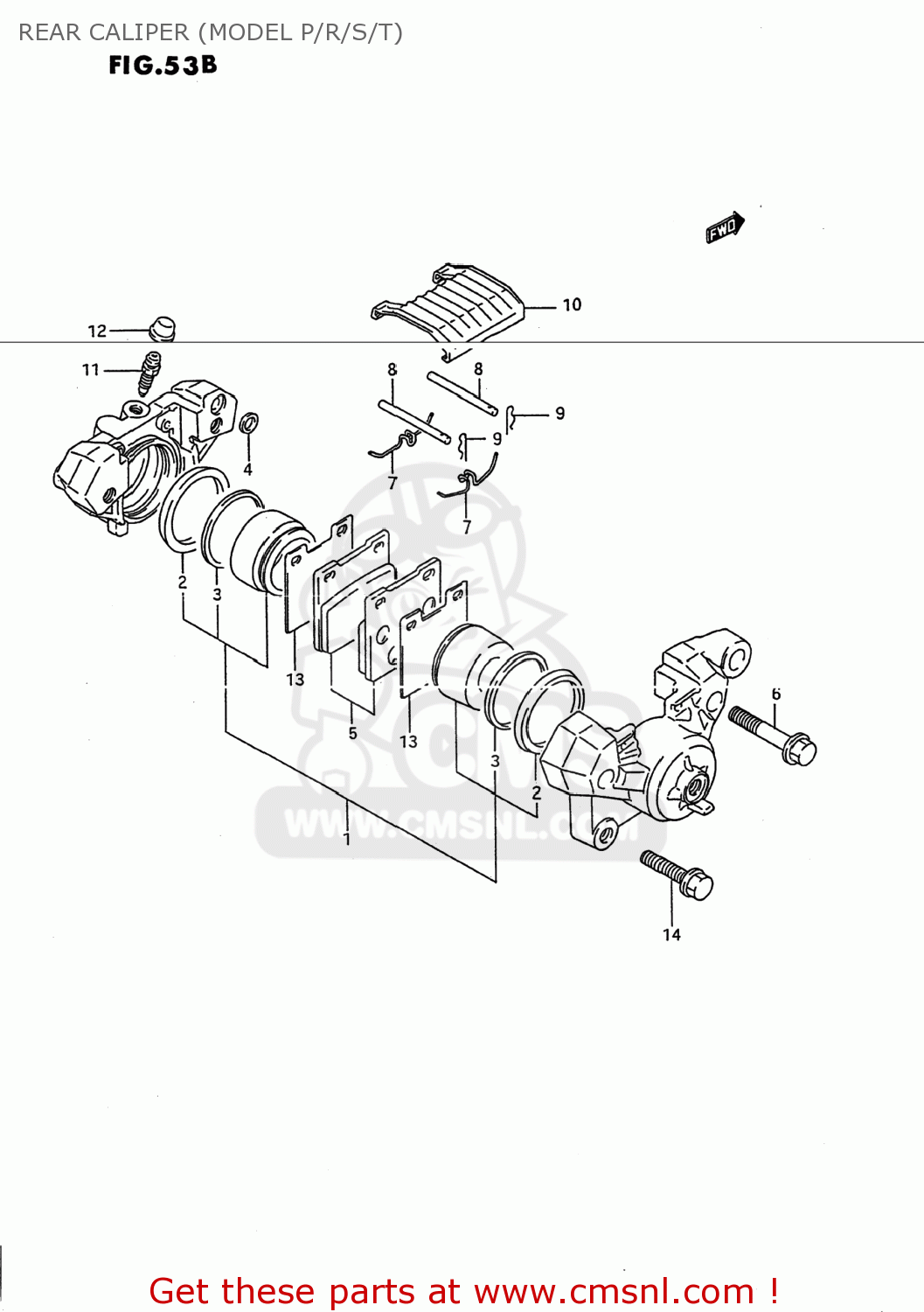 REAR CALIPER (MODEL P/R/S/T) GSX600F KATANA 1989 (K) USA (E03)
