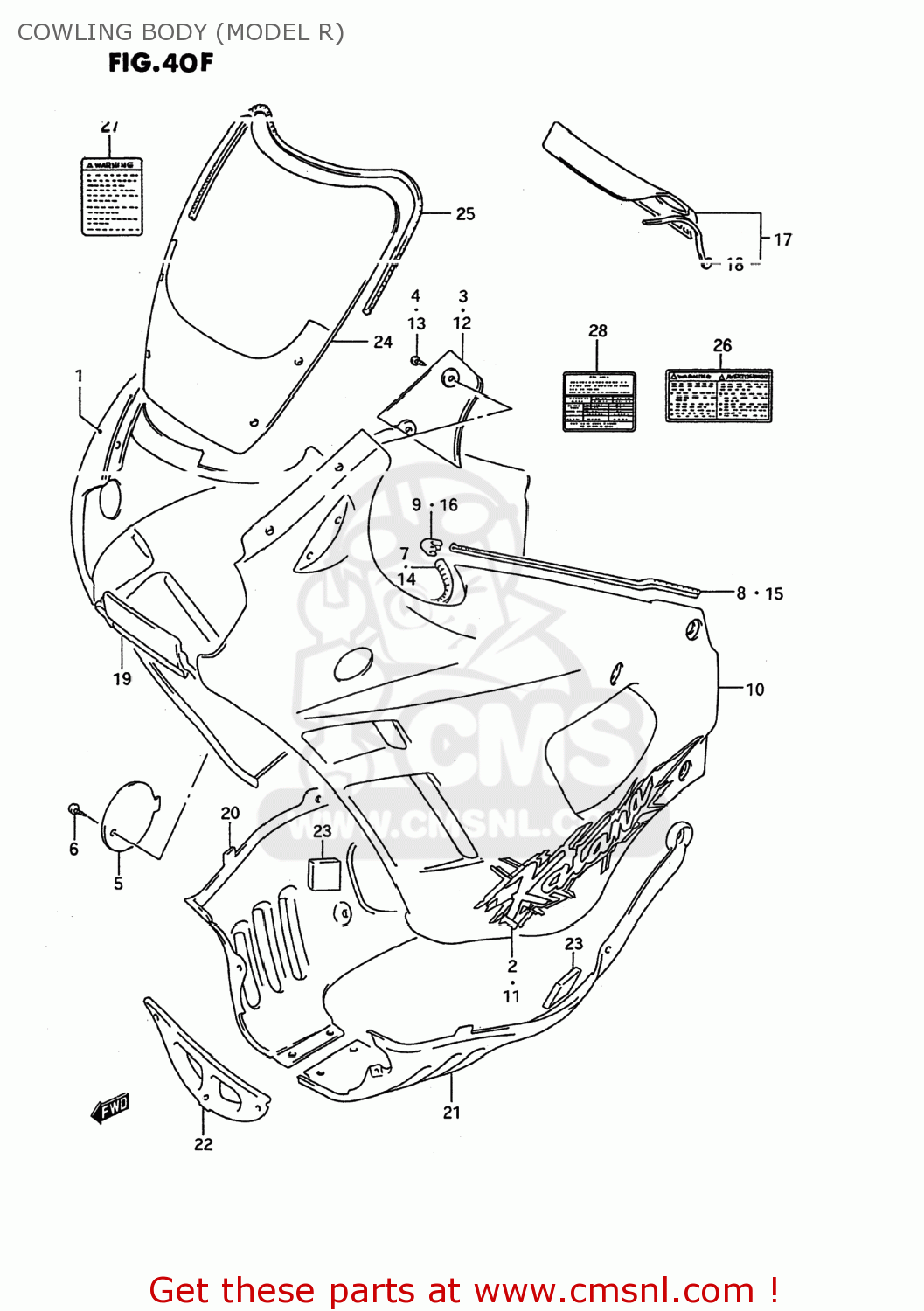 COWLING BODY (MODEL R) GSX600F KATANA 1991 (M) USA (E03)